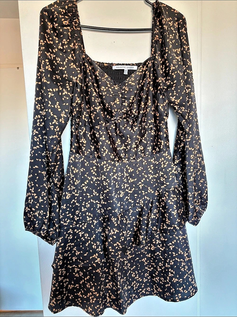 Floral Mini Dress in Black & Orange